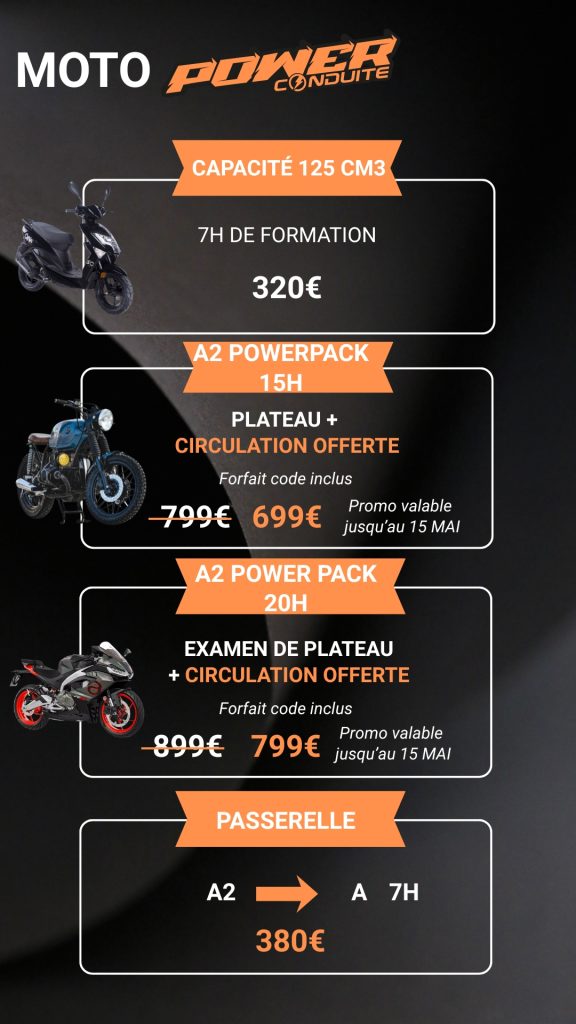 TARIFS PERMIS MOTO POWERCONDUITE